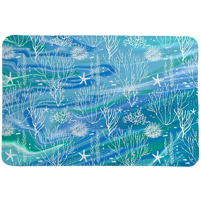 Coral Through the Waves Memory Foam Rug - 21x34 - Multicolor