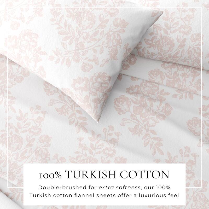 Linery & Co. Turkish Cotton Double-Brushed Printed Flannel Bed Sheet Set