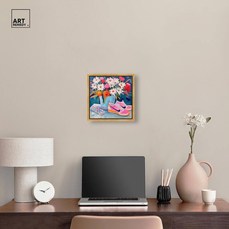 Whimsical Sneakers Flower Vase Canvas by Art Remedy
