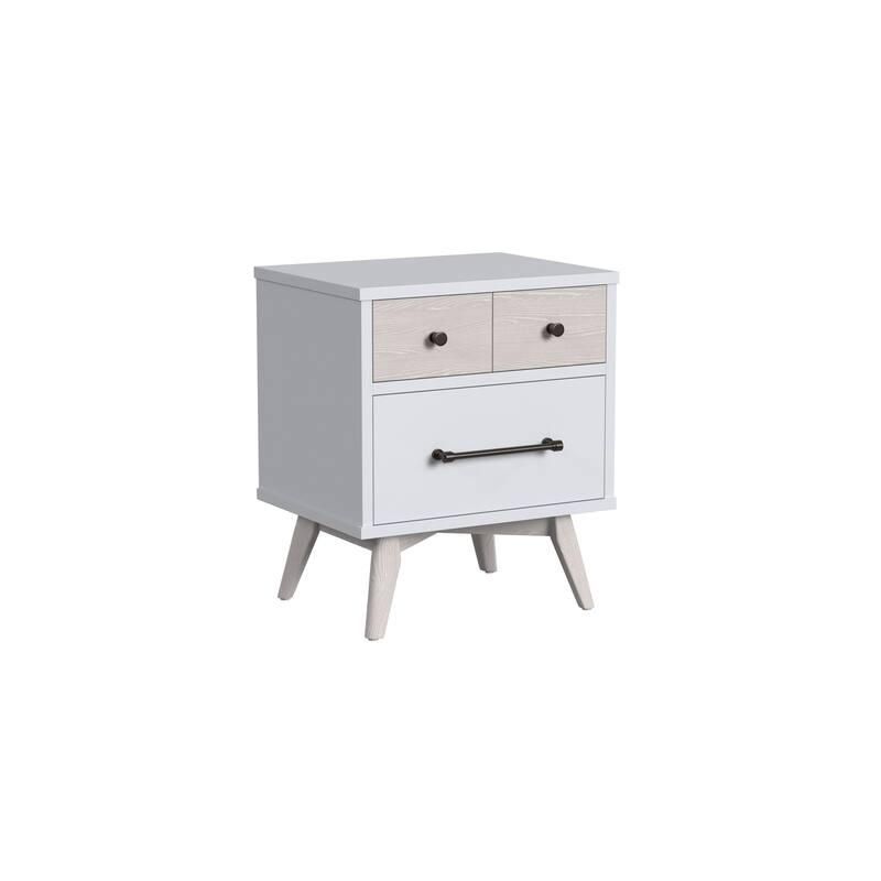 Rowan 2-Drawer Modern Wood Nightstand, Ash Linen White