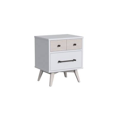 Rowan 2-Drawer Modern Wood Nightstand, Ash Linen White