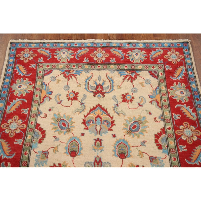 Kazak Area Rug Hand-Knotted Traditional Wool Carpet - 3'9"x 6'1"