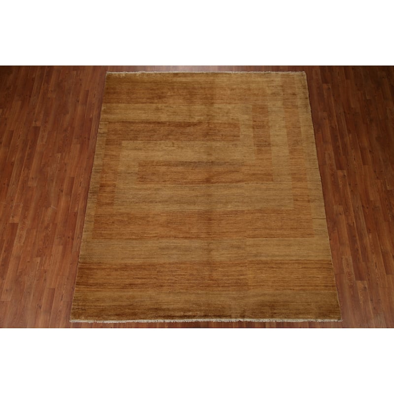 Vegetable Dye Modern Gabbeh Oriental Area Rug Hand-Knotted Wool Carpet - 6'10" x 8'0"