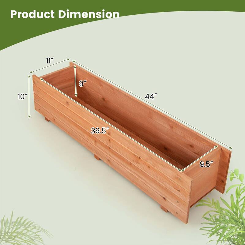 Costway Raised Garden Bed Wood Rectangular Planter Box with 2 Drainage - See Details