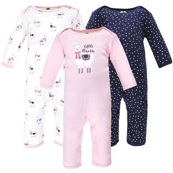 slide 1 of 1, Hudson Baby Infant Girl Cotton Coveralls, Little Llama 0 - 3 Months - Pink