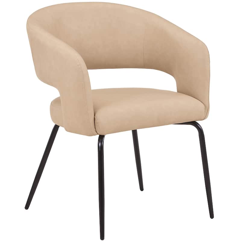 Open Back Dining Chair Upholstered in Leather or Velvet with Iron Legs Set of 2