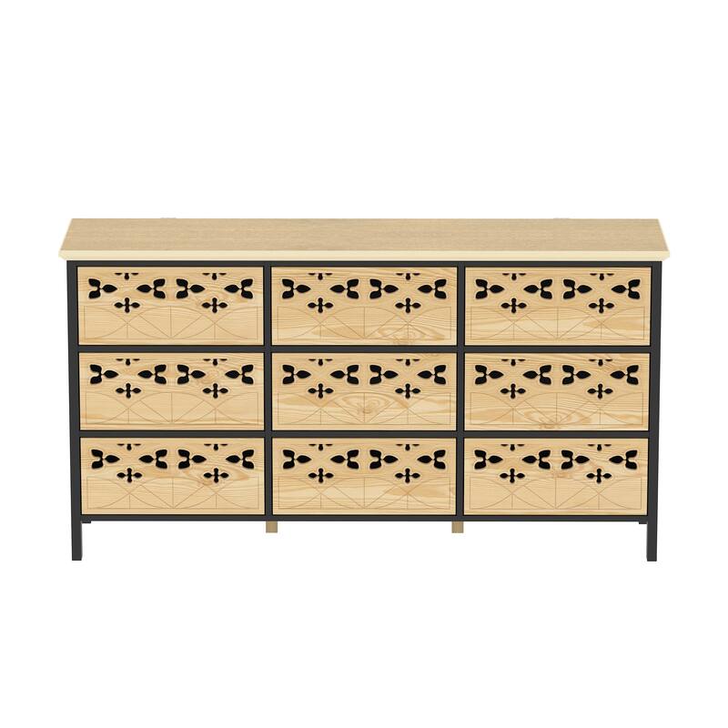 Exquisite Carved and Hollowed Nine Drawer Cabinet Elegance Meets Function Dresser Chest