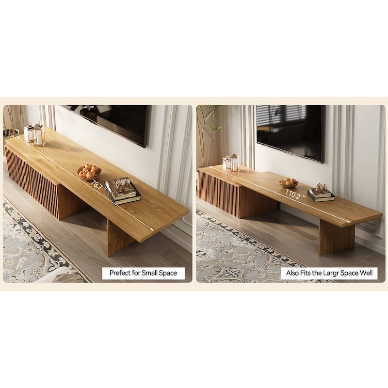 Modern TV stand (extendable) with storage cabinet entertainment center Living room TV stand - Walnut /wood 78.7