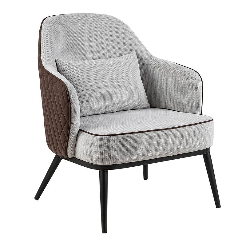 Alsine Grey Transitional Faux Leather Diamond Quilted Accent Chair by Furniture of America