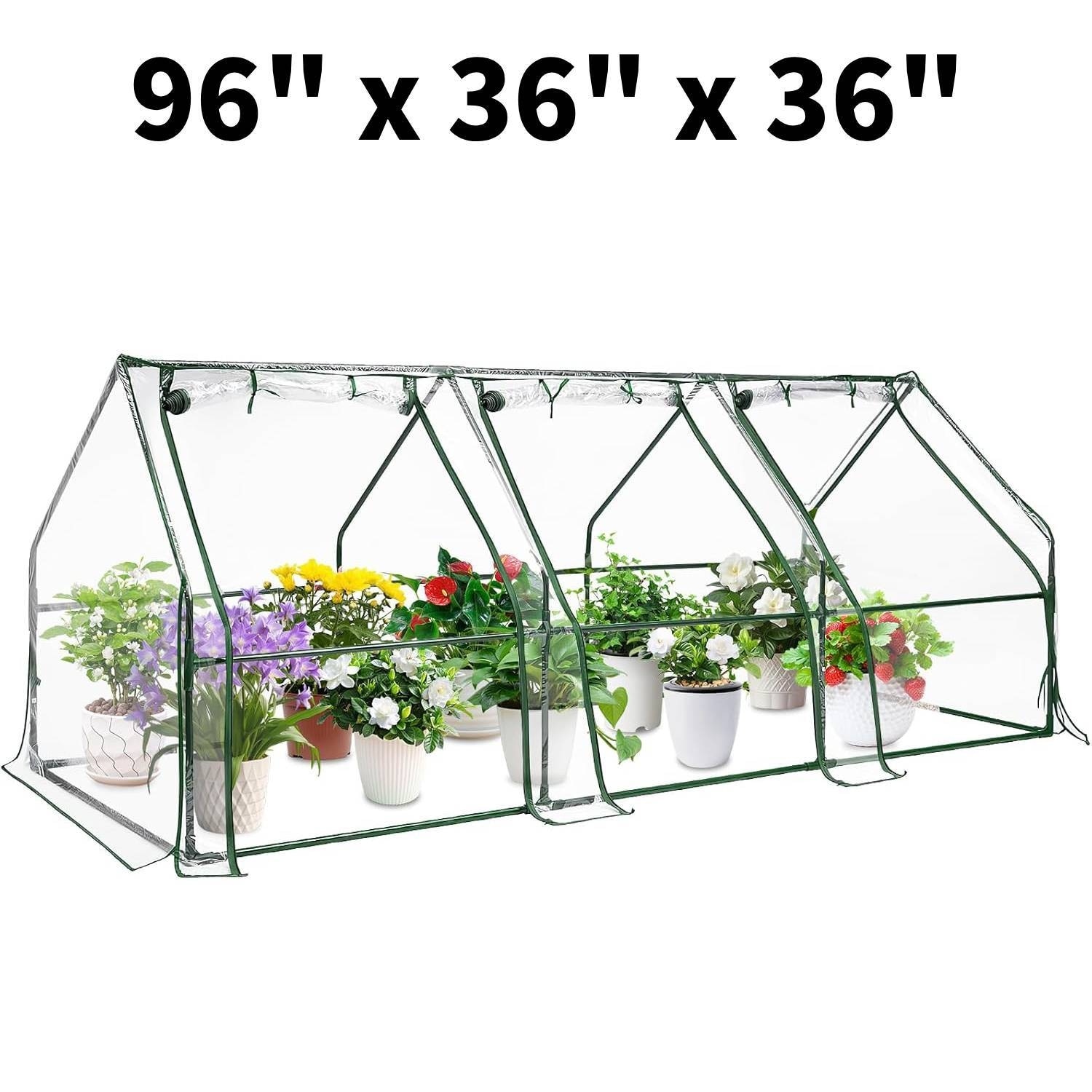 96" x 36" x 36" Portable Plant Hot House, Greenhouse with Zippered Doors
