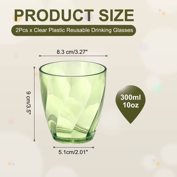 dimension image slide 15 of 18, Clear Reusable Drinking Glasses Diagonal Texture Plastic Cup