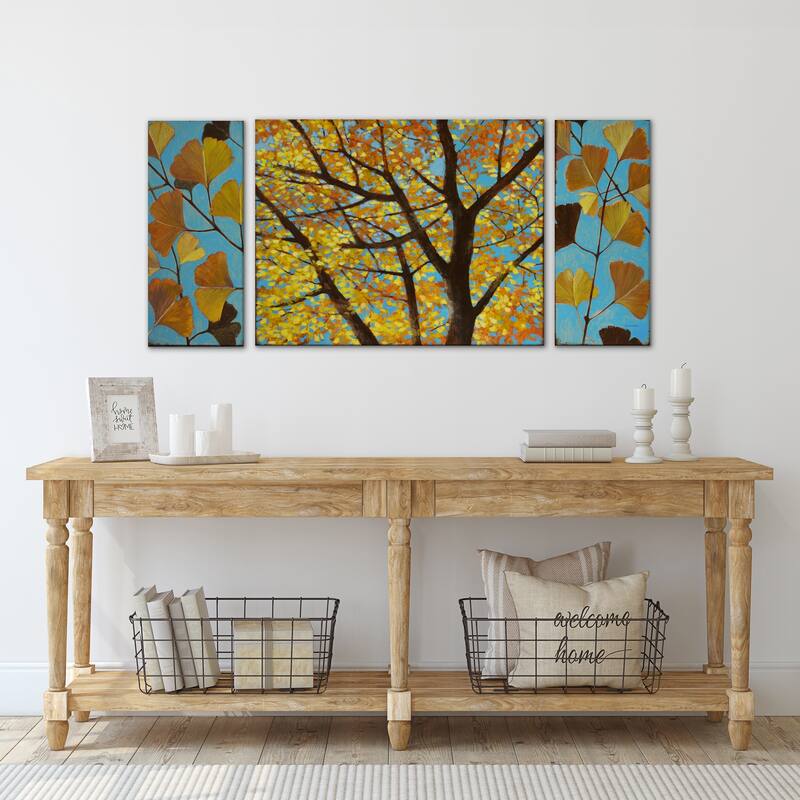 'Brilliant Ginkgo' 3 Piece Wrapped Canvas Wall Art Set by Norman Wyatt Jr.