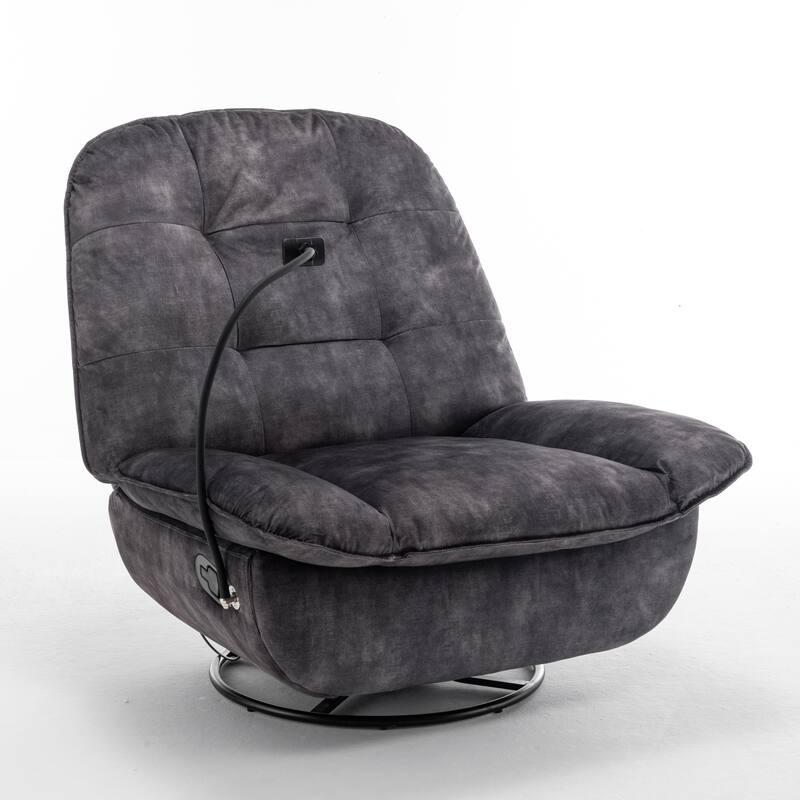Velvet Swivel Recliner Chair, Living Room Chair with Phone Holder, Modern Rocker Reclining, Upholstered Glider Recliner Chairs