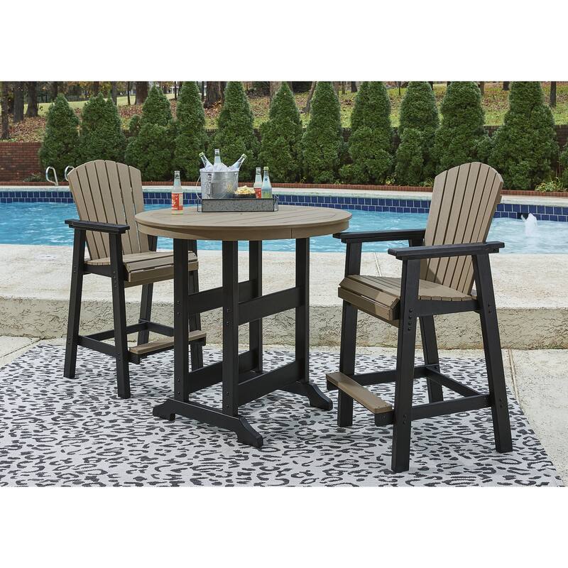 Signature Design by Ashley Fairen Trail Black/Driftwood 3-Piece Outdoor Dining Package - 45.13" W x 45.13" D x 42" H