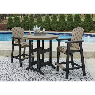 Signature Design by Ashley Fairen Trail Black/Driftwood 3-Piece Outdoor Dining Package - 45.13" W x 45.13" D x 42" H