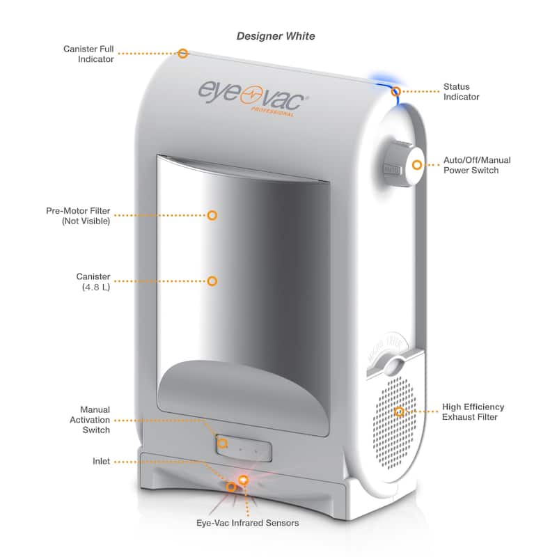 EyeVac Professional Touchless Vacuum, Designer White - 1 gallon