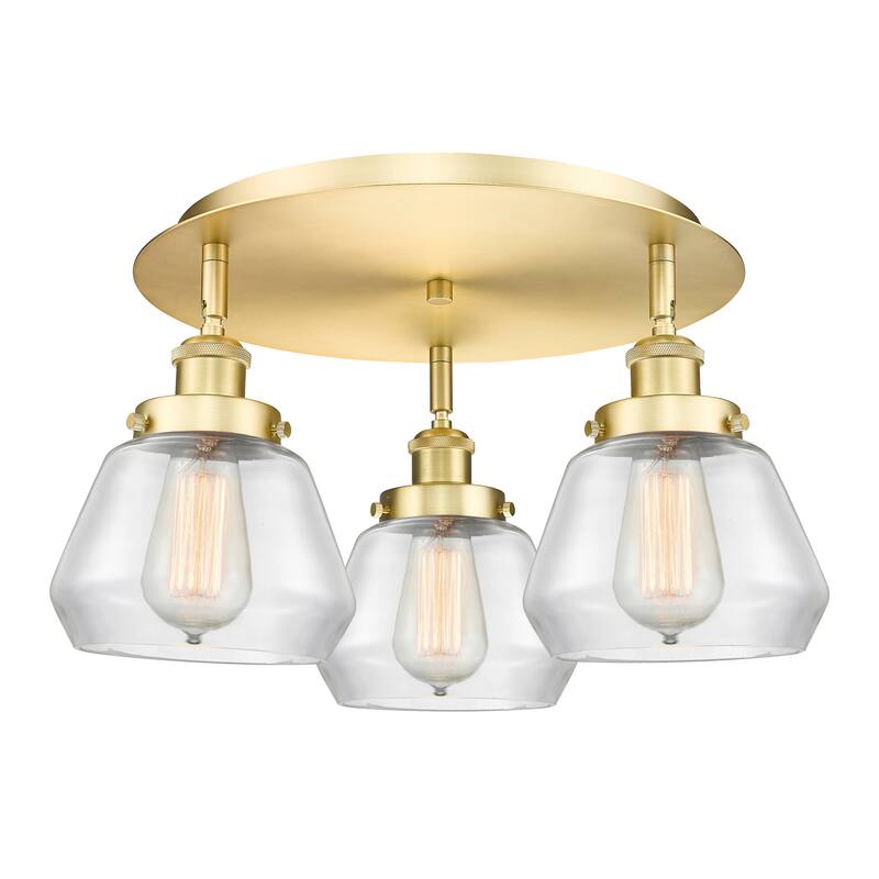 Innovations Lighting Fulton - 3 Light 18" Flush Mount - Clear/Satin Gold