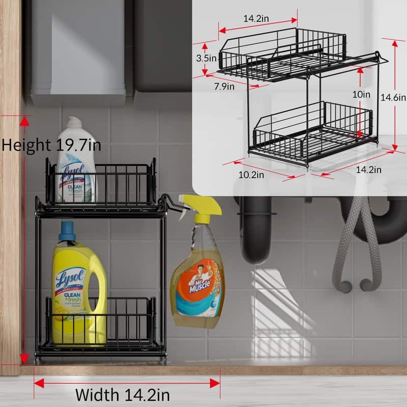 Under Sink Organizer - 14.2"D x 9.8"W x 14.5"H
