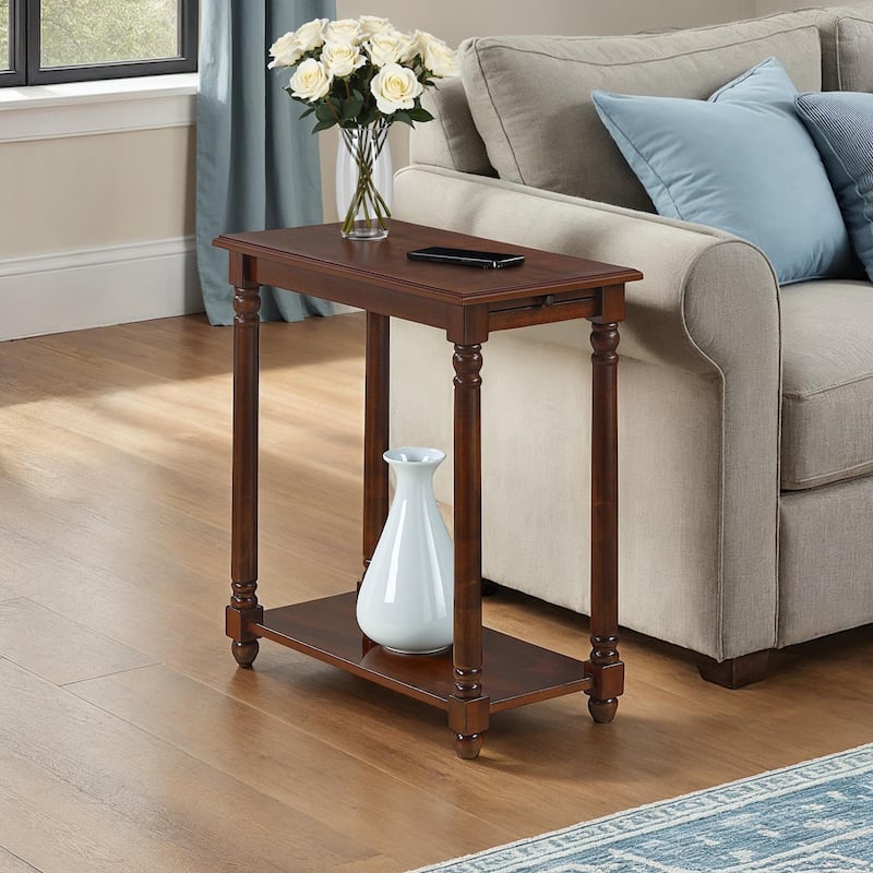 Convenience Concepts French Country Regent Chairside End Table with Pull-Out Shelf