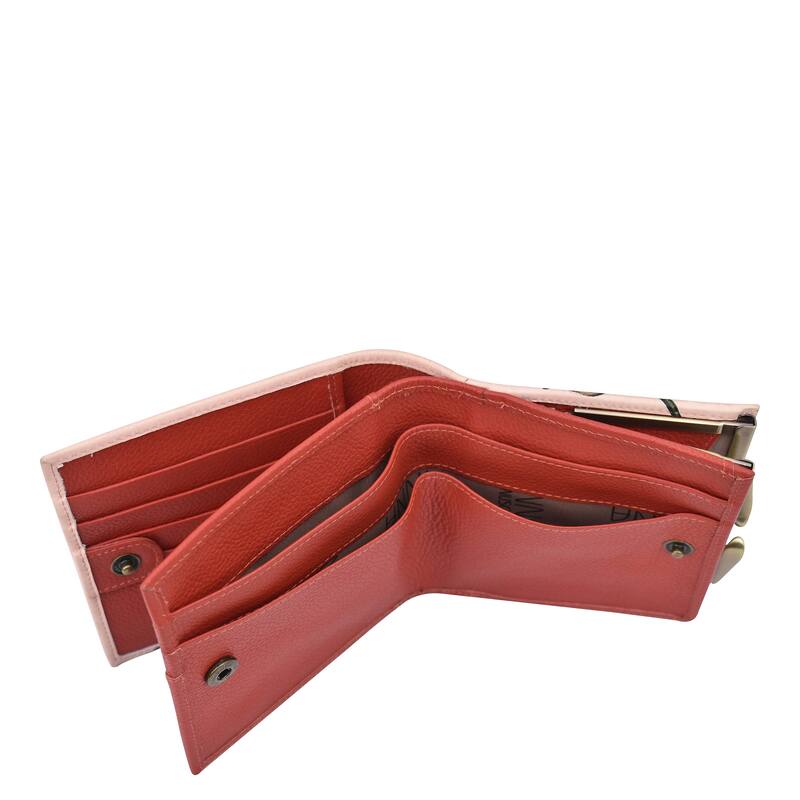 Handpainted Leather Ladies Two fold wallet - Garden of Heaven