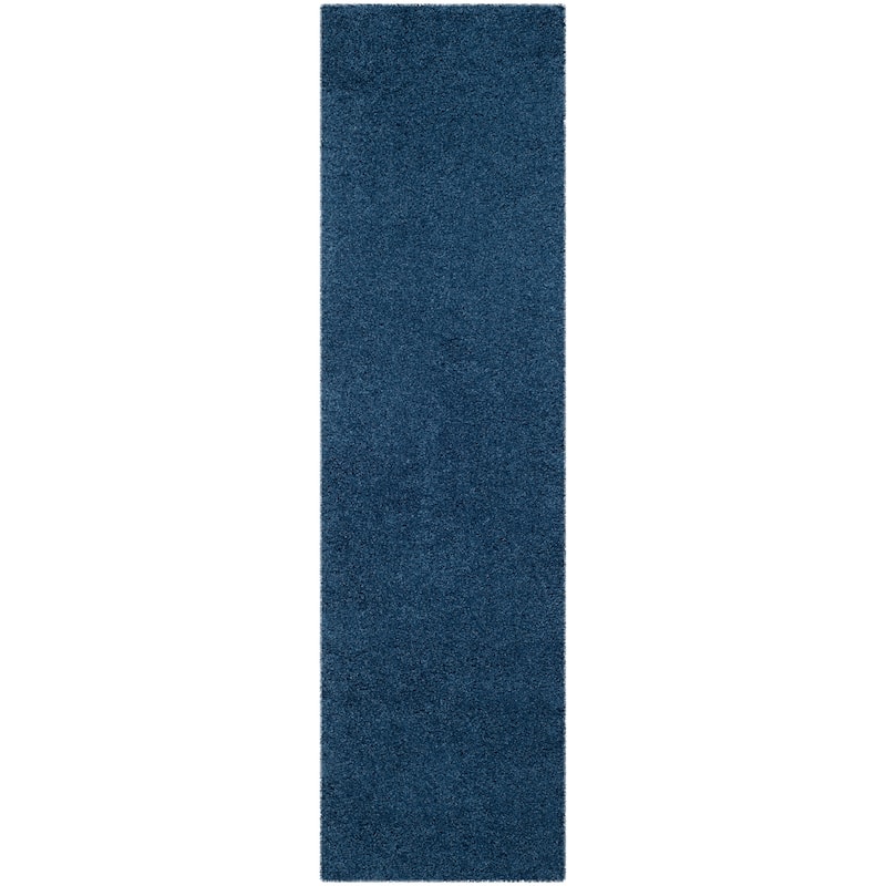 SAFAVIEH Laguna Shag Verdiana Solid Color 2-inch Thick Rug. - 2'3" x 10' Runner - Blue - Runner