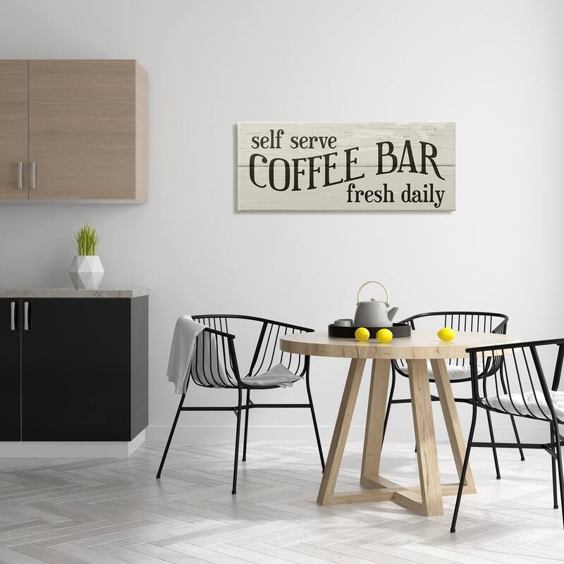 Stupell Self Serve Coffee Bar Sign Rustic Plank Pattern Canvas Wall Art - Green