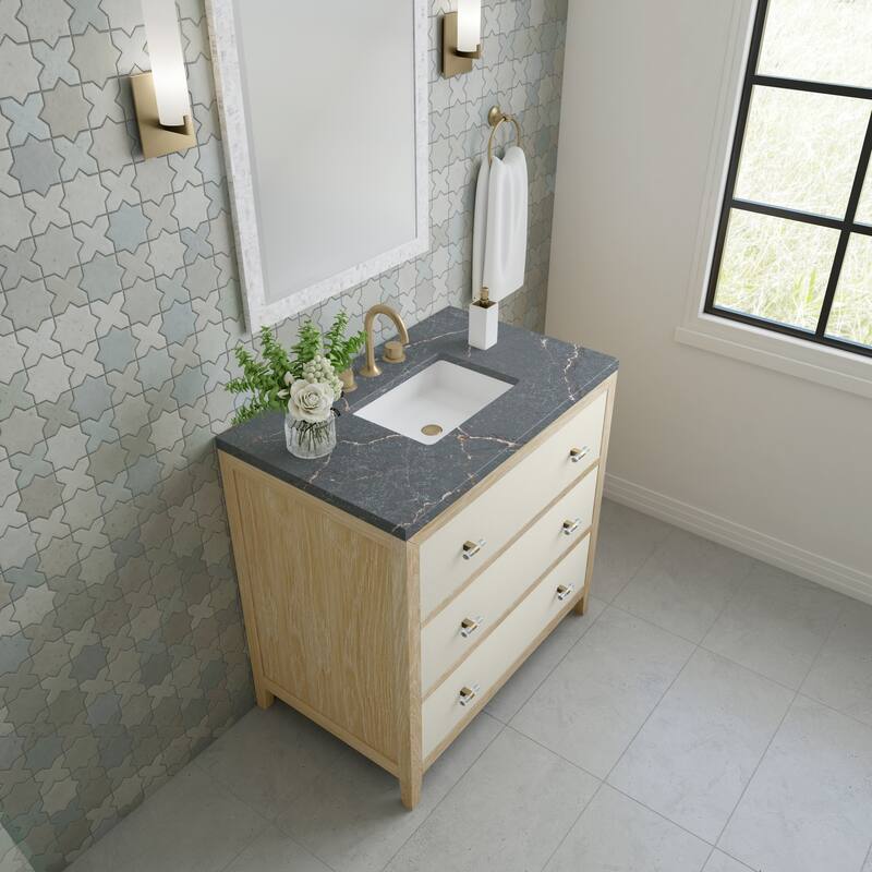 James Martin Vanities Celeste 36" Single Vanity, Sunwashed Oak with Embossed Shagreen