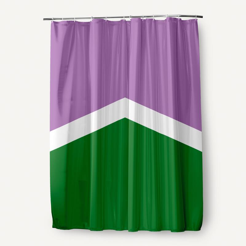Inclusive Pride Flag Durable Poly Shower Curtain - Genderqueer Chevron
