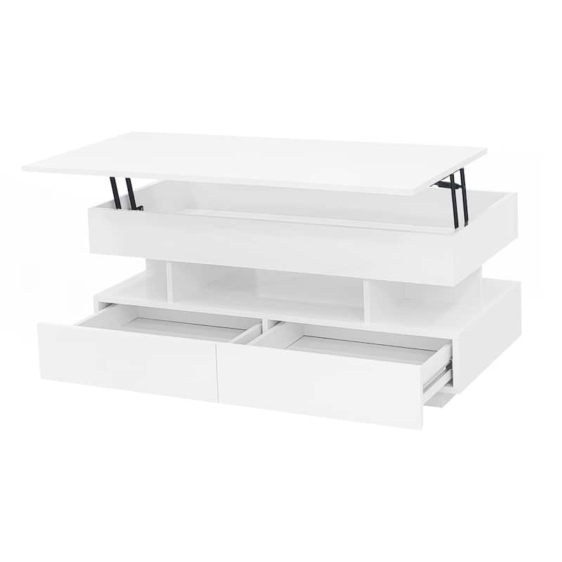 Lift-Top Coffee Table with 2 Drawers