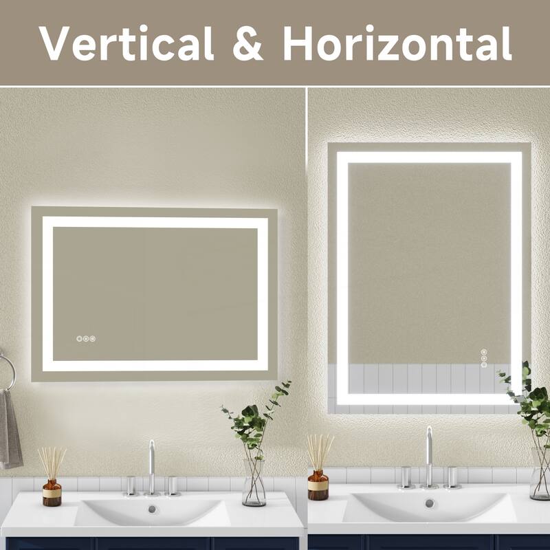 Frameless Tempered MirrorDual LED Light StripsFront and Back Lighting