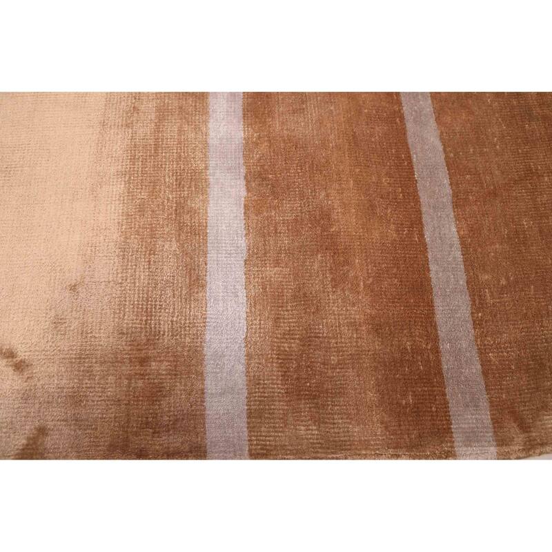 ECARPETGALLERY Hand Loomed Loreto Light Brown Viscose Rug - 5'4 x 7'4