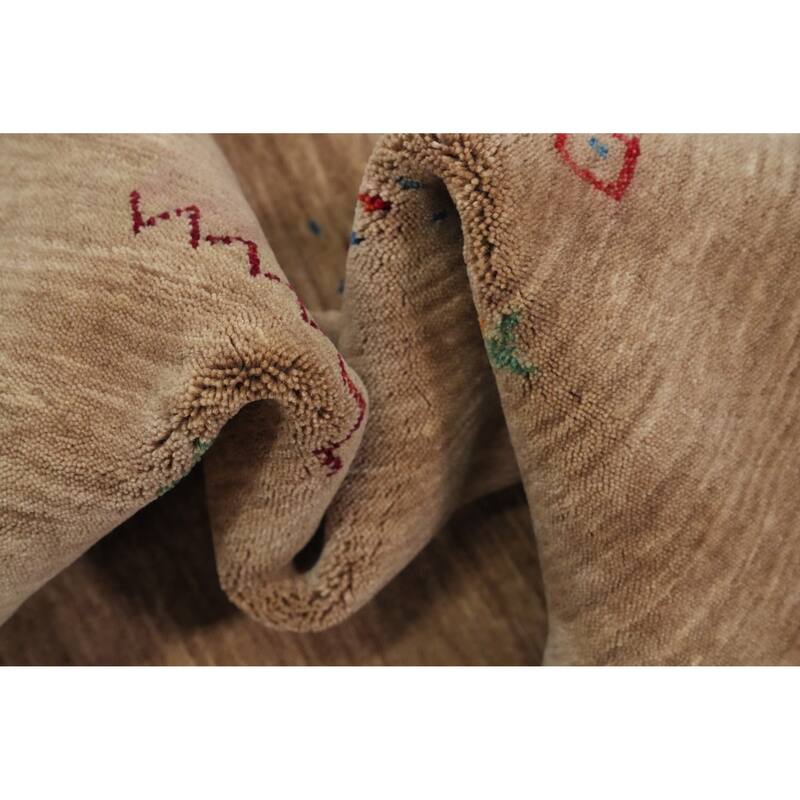 Hand Knotted Oriental 100% Wool Carpet Tribal Animal Pictorial Brown Gabbeh Area Rug - 8' 10'' X 6' 3''