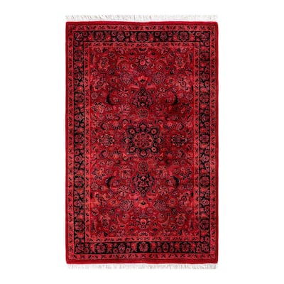 Overton Hand Knotted Wool Vintage Inspired Modern Contemporary Overdyed Pink Runner Rug - 2' 8" x 4' 2"