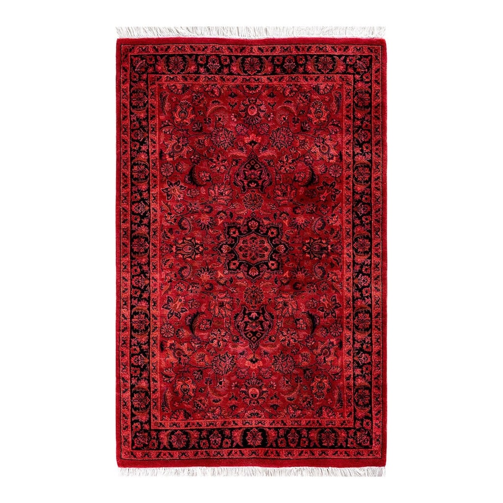 Overton Hand Knotted Wool Vintage Inspired Modern Contemporary Overdyed Pink Runner Rug - 2' 8" x 4' 2"