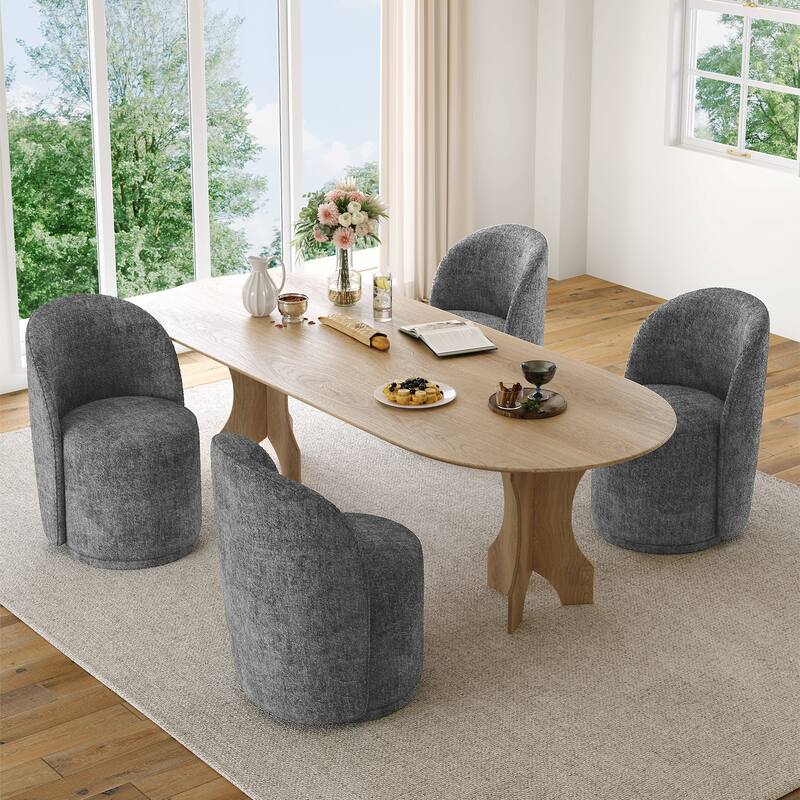 Modern Armless 360-Degree Swivel Dining Chair Barrel Chair
