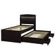 preview thumbnail 7 of 7, Twin XL Size Platform Bed with LED Headboard, Storage Bed with Charging Station, Trundle and 2 Drawers, Dark Brown