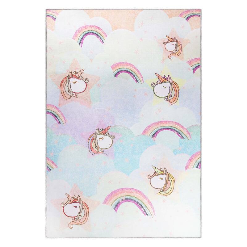 Unicorn Rainbow Colorful Playroom Indoor Area Rug by Superior