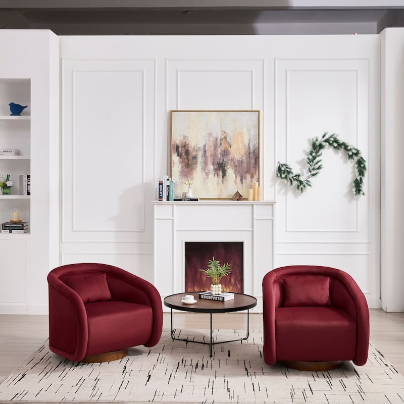 Swivel Accent Chair, 360-degree Swivel Barrel Chair with Teddy Upholstery, Comfy Pumpkin-Shaped Swivel Chair