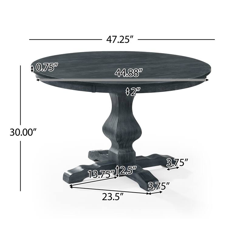 Roomfitters Round Dining Table with Pedestal Base, Rustic Wood Kitchen Table for Small Spaces and Dining Rooms, Black