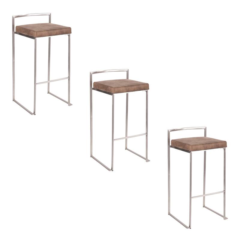 Silver Orchid Forrest Stainless Steel Stackable Fully Welded Bar Stool (Set of 3)