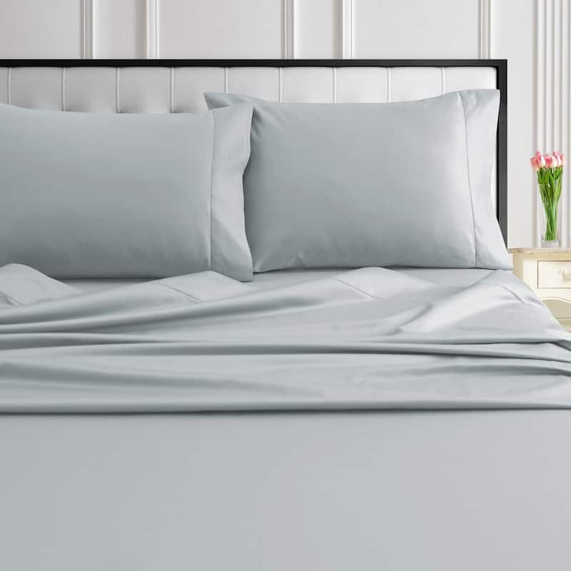 Tribeca Living 1000 Thread Count Egyptian Cotton Pillowcases(Set of 2) - Standard - Mist/Grey