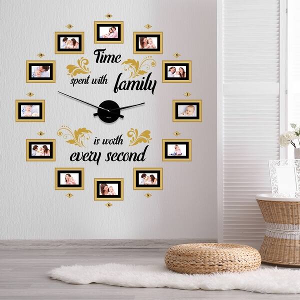 Shop Black Friday Deals On Walplus Family Time Classic Photo Frames Wall Clock Home Decor Diy Art Overstock 31806475