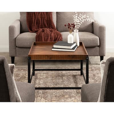 Kate and Laurel Marsh Wood and Metal Coffee Table - 27x27x18