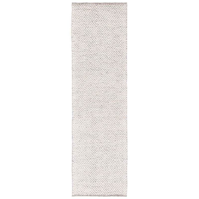 SAFAVIEH Handmade Natura Palmerina Wool Area Rug - 2'3" x 18' Runner - Ivory/Light Grey