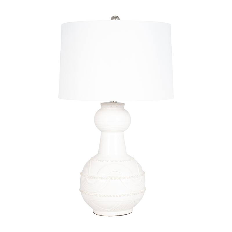 Sagebrook Home Ceramic 28" Bottle Table Lamp, Metal Base, Linen Shade, Stylish Lighting - 16" x 16" x 28"