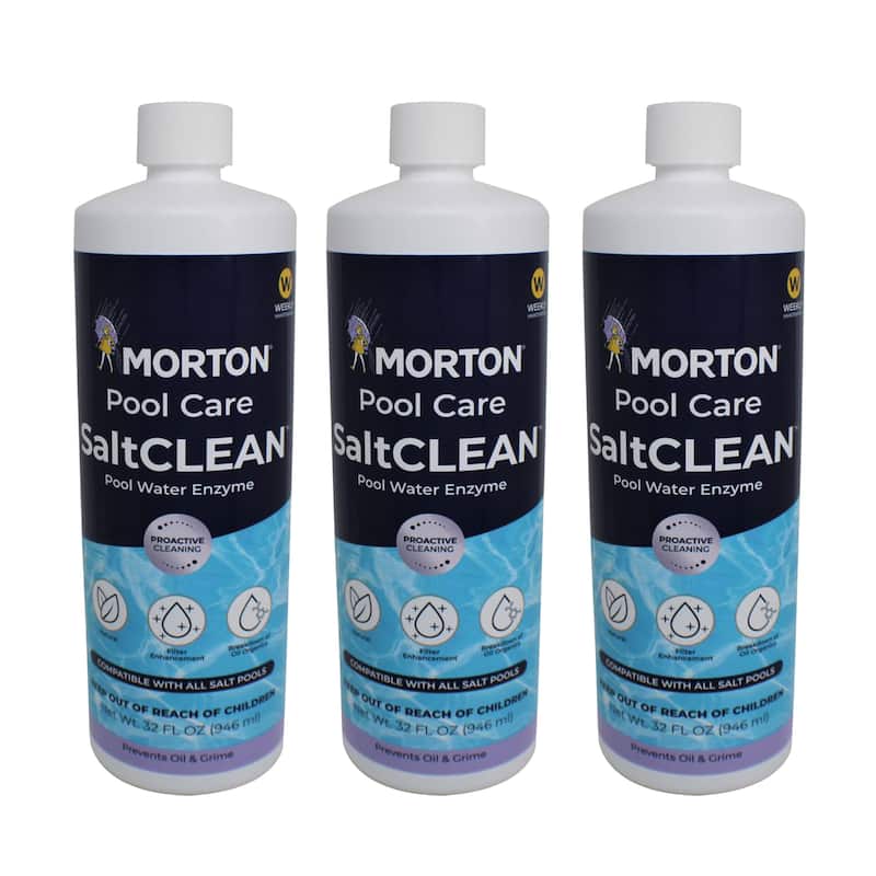 Morton Pool Care SaltCLEAN Salt Water Swimming Pool Water Enzyme, 32 Oz, 3 Pack - 2.20