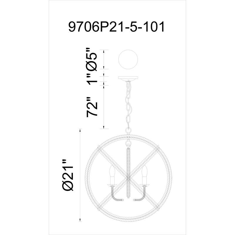 Padma 5 Light 21in Black Chandelier