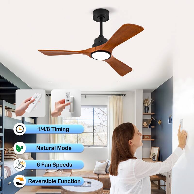 42" Ceiling Fans w/ Lights and 6 Speed Remote, Reversible DC Motor