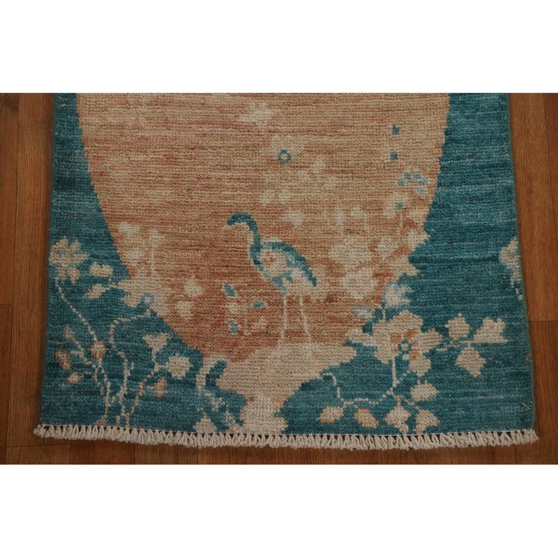 Animal Pictorial Art Deco Oriental Rug Wool Hand-knotted Foyer Carpet - 2'1" x 4'0"
