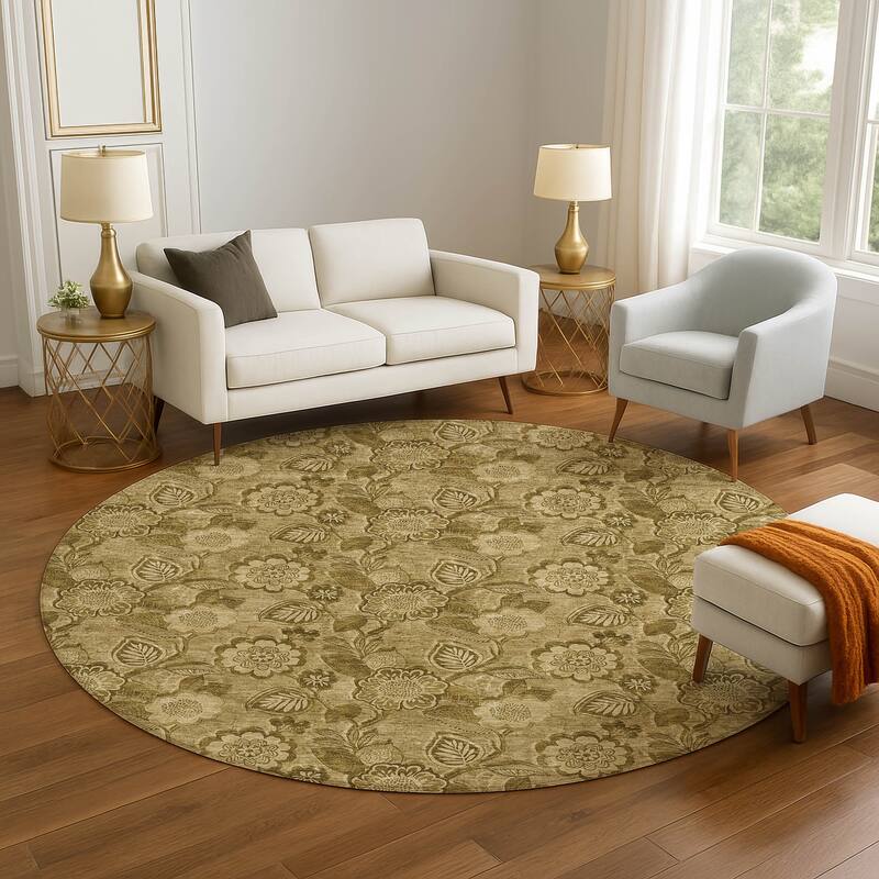 Premium Washable Super Soft Traditional Mayfield Rug - Mocha - 8' x 8'